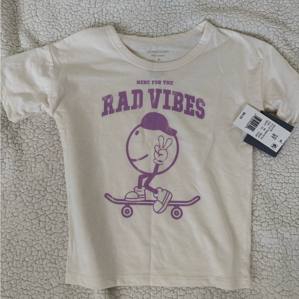 Rad Vibes Kids Cream and Purple Graphic Tee